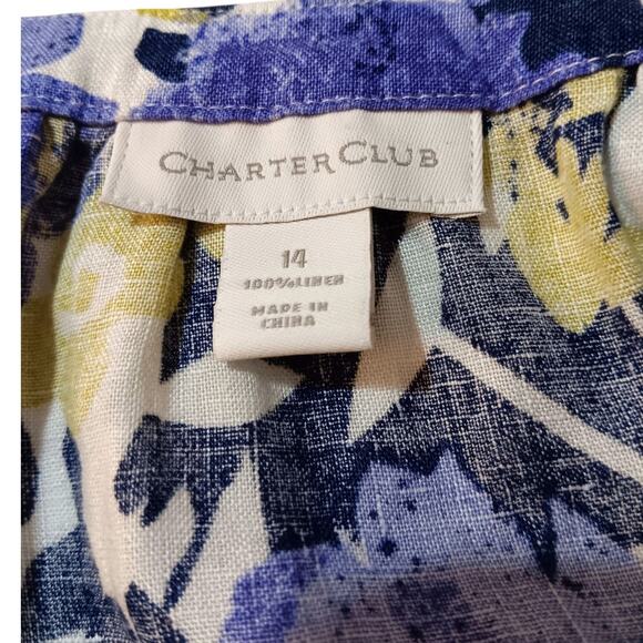 CHARTER CLUB 100% Linen Floral Tunic Top Blouse 14‎ XL Watercolors Flowy Comfort - Picture 5 of 8